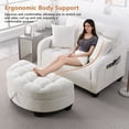 thumbnail image 3 of 42" Cloud Boneless Curved Chaise Lounge Chair with Ottoman, Adjustable Backrest Chenille Single Chair, White for Living Room Bedroom Apartment, 3 of 9