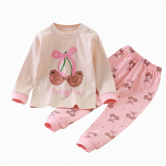TOWED22 Baby Girl Fall Clothes Long Sleeve Graphic Tops Pants Set Toddler Winter Outfits 2Pcs Size:6-12 M,Color:Light Pink