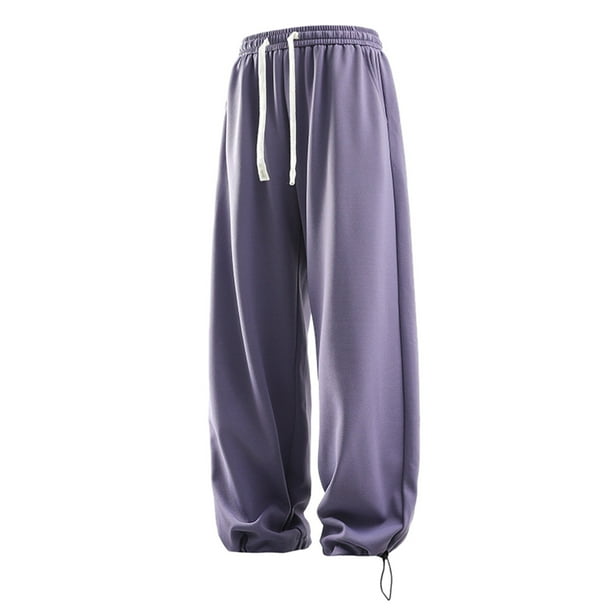 Pantalones cargo de senderismo para hombre: corte holgado, cintura con cordón, cinturilla elástica; pantalones deportivos informales con bolsillos utilitarios.