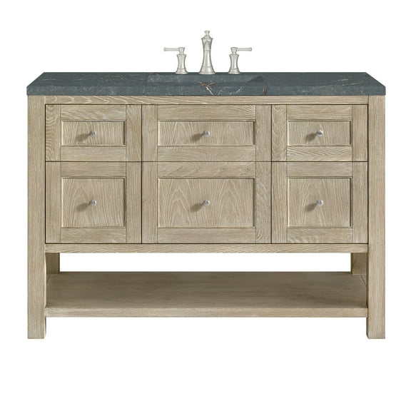 James Martin Vanities 48" Single Vanity, Whitewashed Oak w/ 3 CM Parisien Bleu Quartz Top