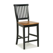 Home Styles Black Counter Stool with Oak Finished Seat