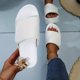 thumbnail image 1 of Pantuflas de plataforma para mujer: punta abierta, punta redonda, chanclas casuales de color sólido con cierre de gancho y bucle, 1 of 4