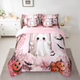 thumbnail image 2 of Manfei Kawaii Pink Ghost Bedding Comforter Set 7pcs for Kid, Halloween Pumpkin Bat Queen Bedding Sets, Cute Cartoon Reversible Queen Sheet Sets, Ultra Soft Home Decor, 2 of 7