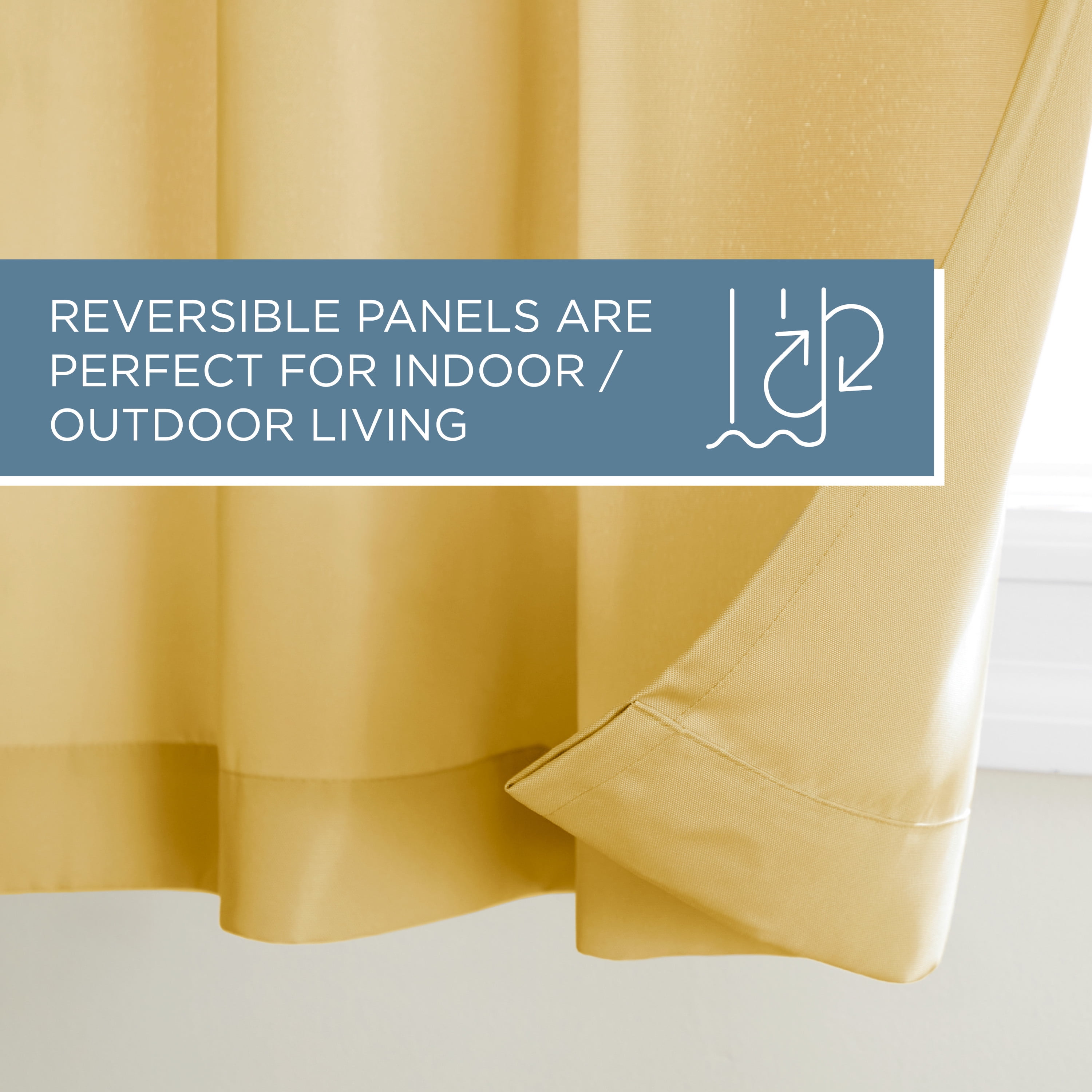 TOWN & COUNTRY BASICS Cabana Solid Heavyweight Indoor Outdoor Curtains, Light Filtering Opacity with Grommet Top, Water Repellent, 2-Pack Set, 54"x63", Sundress