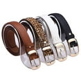 thumbnail image 4 of Cheers.US Women Ladies Female Girls Fashion Creative Paint Waist Belt Faux Leather Alloy Buckle Casual Waistband Strap for Jeans Pants Skirts, 4 of 6