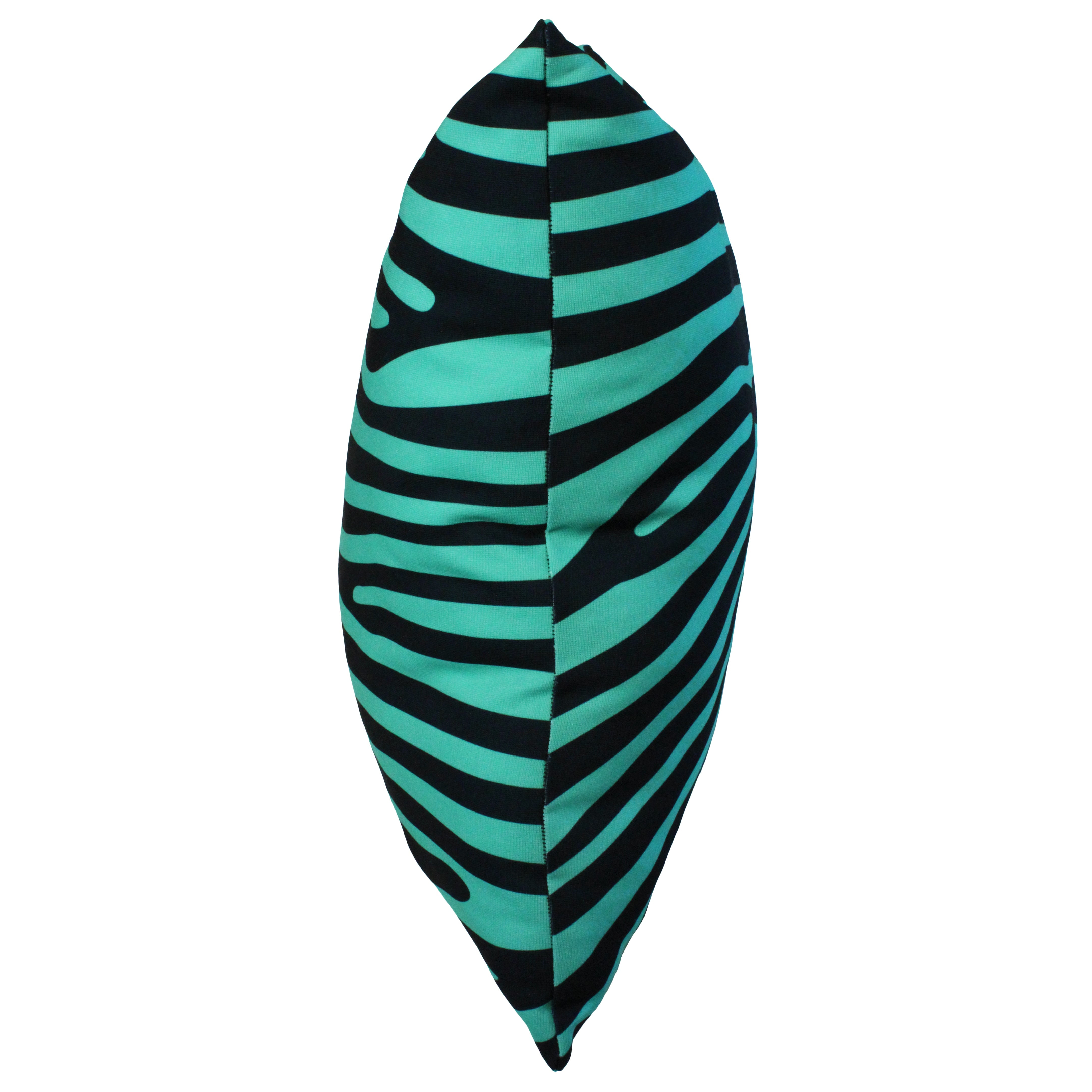 Everything Comfy Zebra Print Decorative Throw Pillow, 16x16 Inch, Teal/Black,