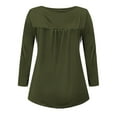 thumbnail image 5 of Timegard Tops for Women Long Sleeve Notched V-Neck Button Ruched Comfy Long Blouse Casual Tunic Tops, 5 of 5