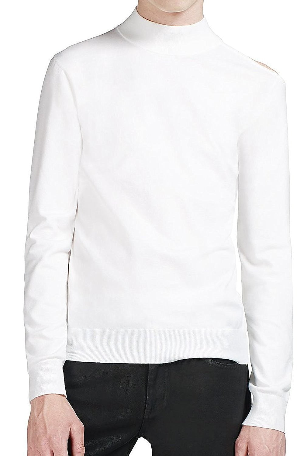 mens white mock neck sweater