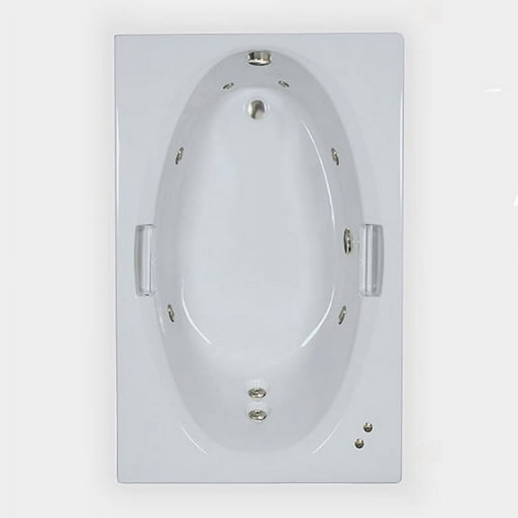WaterTech Acrylic 60 in. x 42 in. GW Reversible Drain Drop-In Whirlpool Tub - White