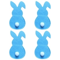 FFENYAN Easter Day Gift Set Of 4 Bunny Flatware Holders Easter Bunny Cutlery Bag Rabbit Cutlery Set With Tail