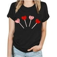 thumbnail image 3 of Charella Short Sleeve Shirts for Women Valentines Day Gifts Crewneck Fashion Print T-shirts Loose Fit Tops,Black,L, 3 of 5