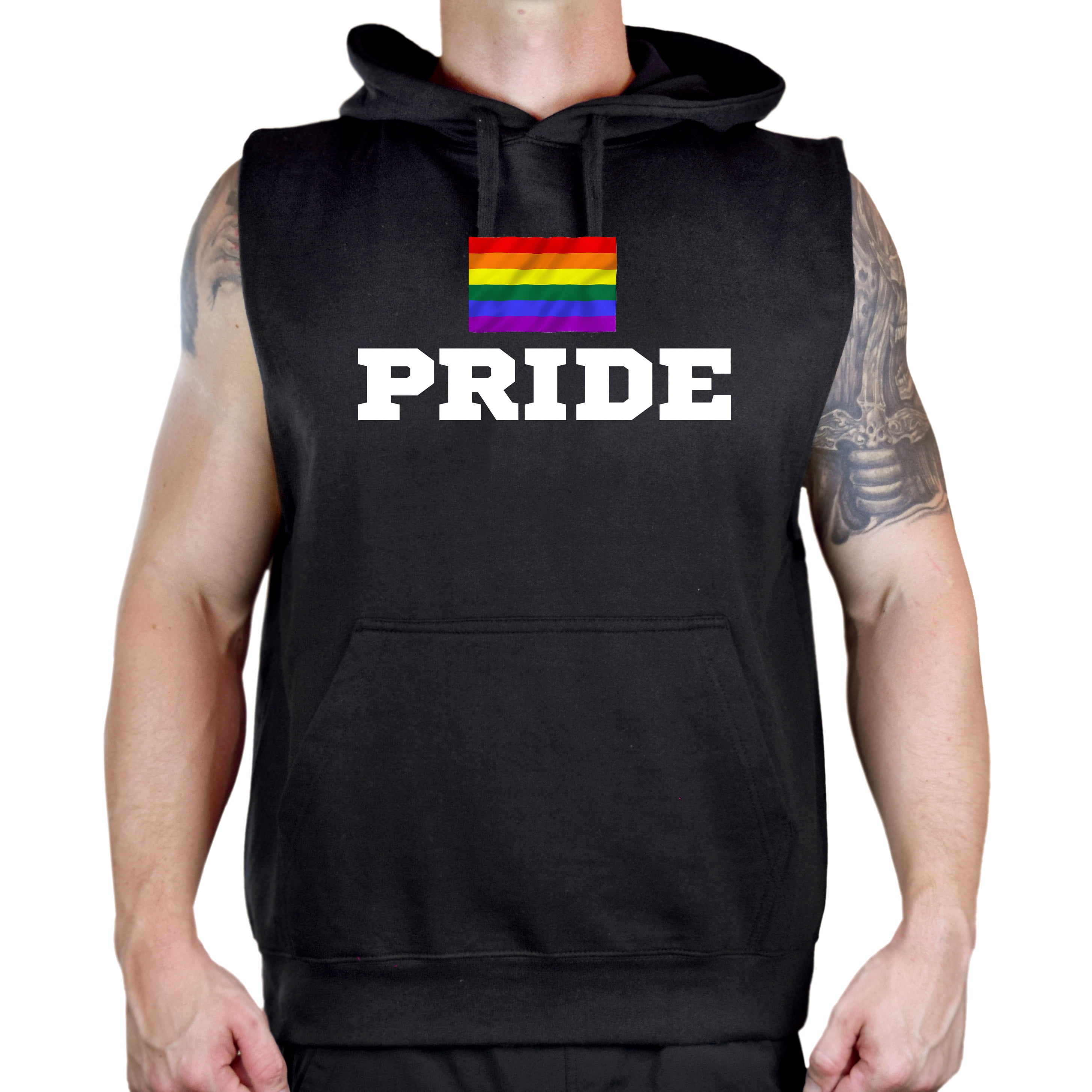 Rainbow Flag Equality TV57 Mens Black/Red Raglan Baseball Hoodie Sweater Black 