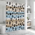 thumbnail image 5 of Blue Dog Paw Print Shower Curtain Set - Extra Long 72" x 96" Washable Bathtub Curtain with 12 Hooks, Vintage Farmhouse Rustic Wooden Grain Waterproof Fabric Stall Shower Curtains for Bathroom Décor, 5 of 6