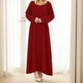 thumbnail image 5 of JBXKXYW Casual Dresses For Women Women'S Muslim Abaya Long Sleeve Arab Dubai Abaya Modern Middle Prayer Belt Eid Long Dress Womens Dresses (Wine Red,XL), 5 of 5