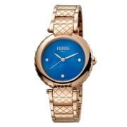 Ferre Milano FM1L099M0071 Womens Swiss Made Quartz Rose Gold Bracelet Watch with Blue Dial