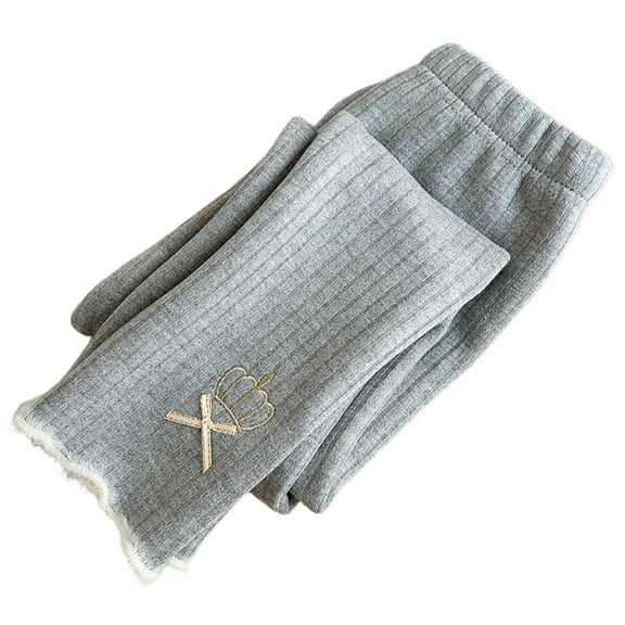 WhouRiu Little Girl' Pants Lined Elastic Waist Slim Leggings Child Warm Thickened Soft Skinny Outerwear Winter Pants Gray,Sized 6-7