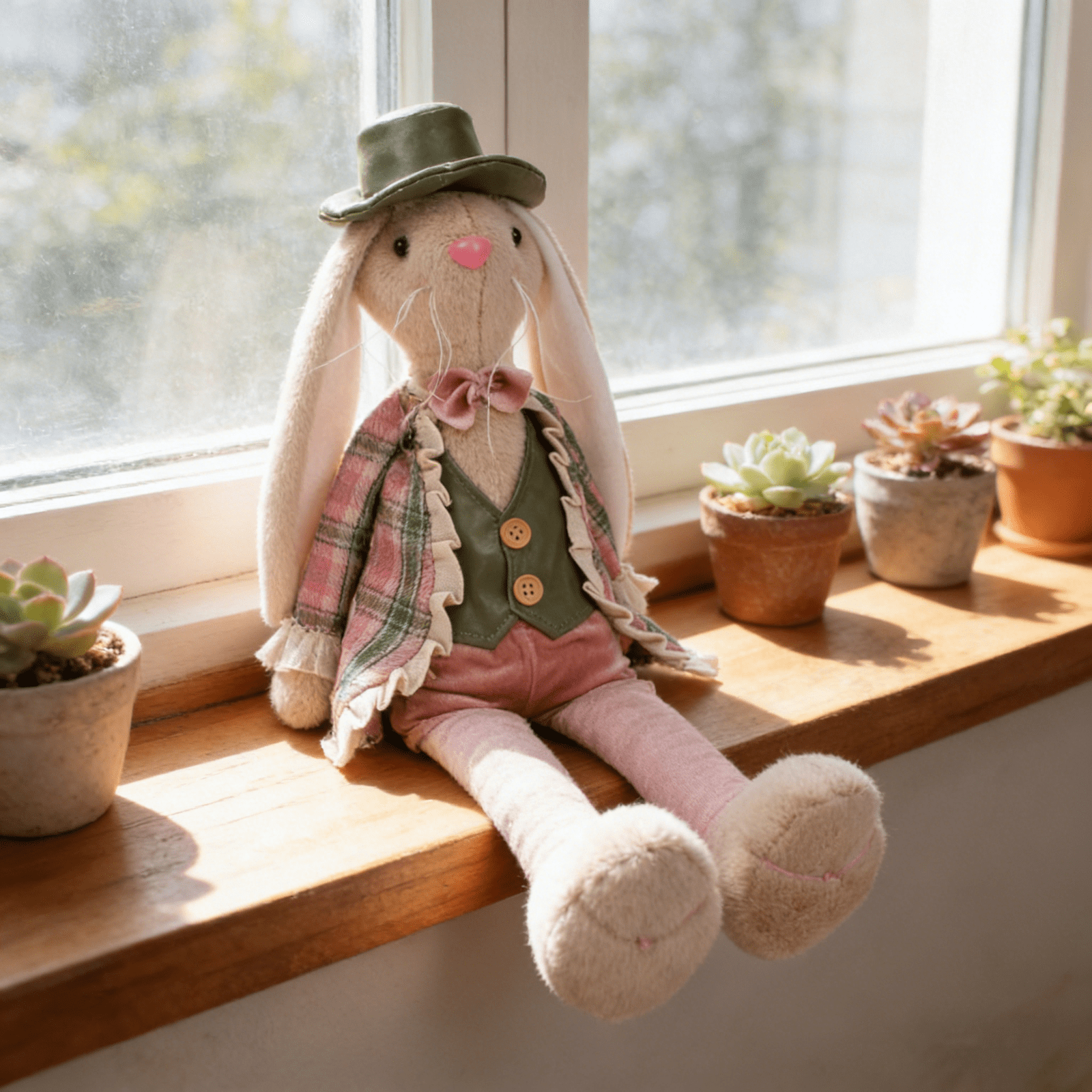 21.65Inch Easter Bunny Plush Toys, Large Stuffed Rabbit Figurines for Spring Home Decor, Cute Bunny Plush Decorations, Easter Basket Stuffers, Birthday Holiday Gift