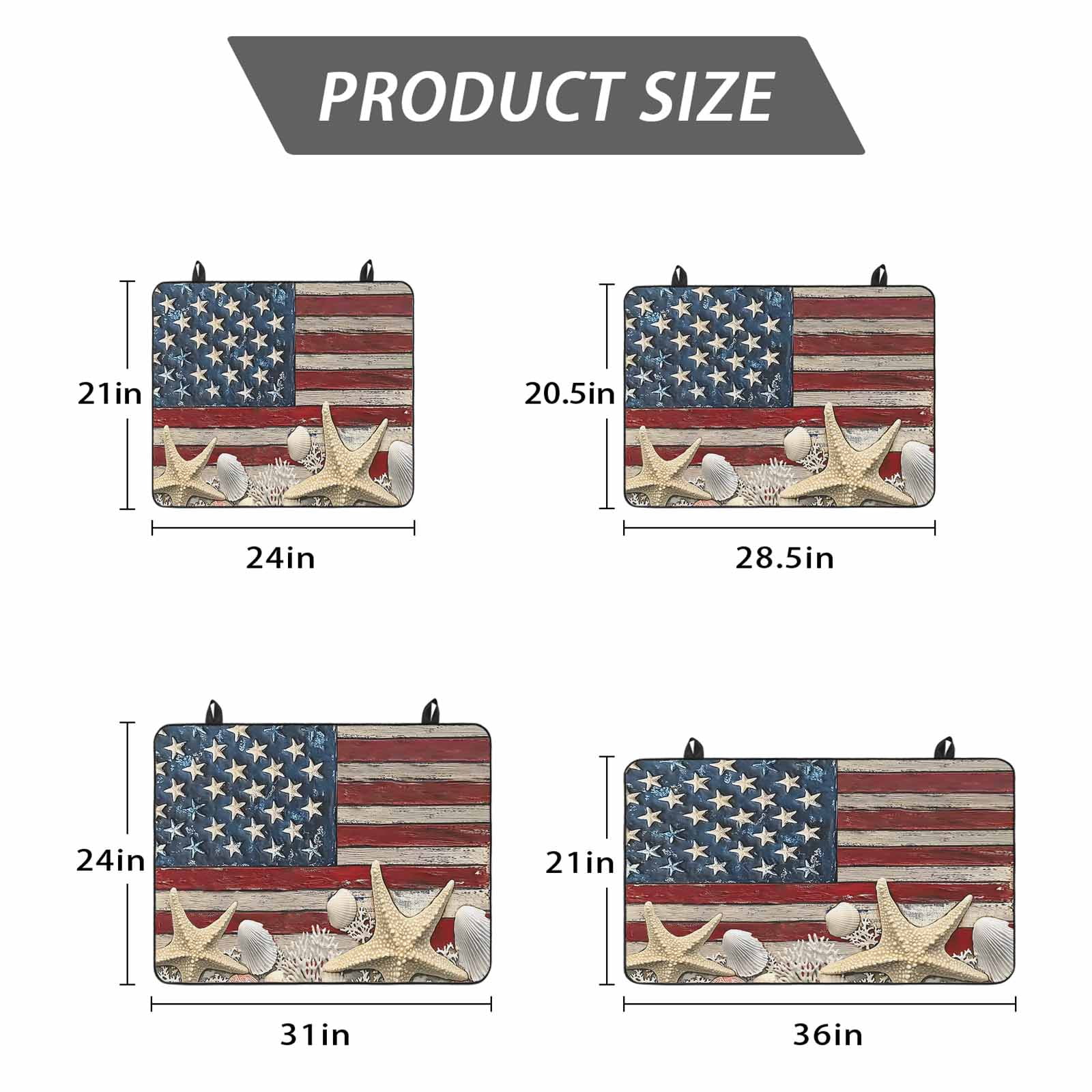 Coastal American Flag Stove Top Cover for Electric Stove, Heat-proof & Non Slip Glass Top Stove Cover Protector, Starfish Shell Vintage Kitchen Flat Cooktop Rubber Mat 24x21 Inches