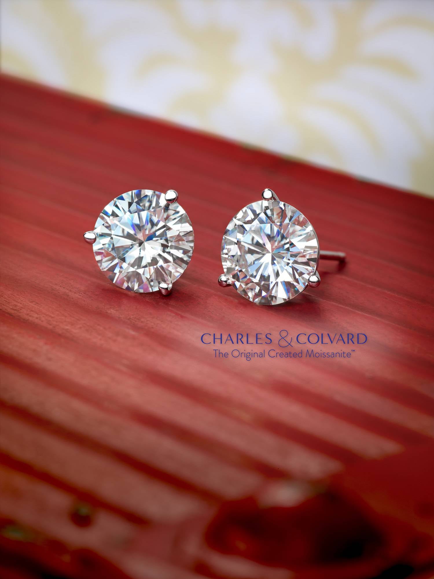 Charles & Colvard Moissanite Hoop Earrings 3/8 ct. t.w. Diamond Equivalent  in 14k White Gold or Rose Gold - Macy's