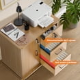 thumbnail image 4 of Gurkitsy Archivero Organizador, Mueble para Impresora, Archivador Dom&eacute;stico con Cerraduras, Ruedas y Estantes de Almacenamiento Abiertos, Archivador de 3 Cajones para Hogar, Oficina, Estudi, 4 of 8