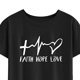 thumbnail image 2 of Camiseta informal holgada de verano, de manga corta, cuello redondo suave, fondo negro, talla XXL, con letras blancas y corazón, 2 of 5
