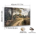 thumbnail image 5 of Vintage Golden Frame Canvas Wall Art - Countryside Landscape with Wooden Fence & Tree-Lined Path, Horizontal Ink on Canvas Painting for Living Room, Bedroom, Office Decor, Ready to Hang, Canvas Wall, 5 of 10