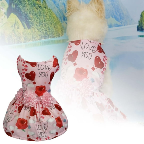 Pet Dog Clothes Valentine's Day Cute Dress Pet Supplies Dog Dress Valentine's Day Pet Clothes Small and Medium Dogs Pet Clothes Three of Pet Clothes (A)