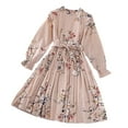 thumbnail image 1 of Qudderr Robe Princesse pour Filles de 5 à 12 Ans Robe Imprimée à Col Rond pour Enfants Robe d'Été à Manches Longues pour Filles, 1 of 9