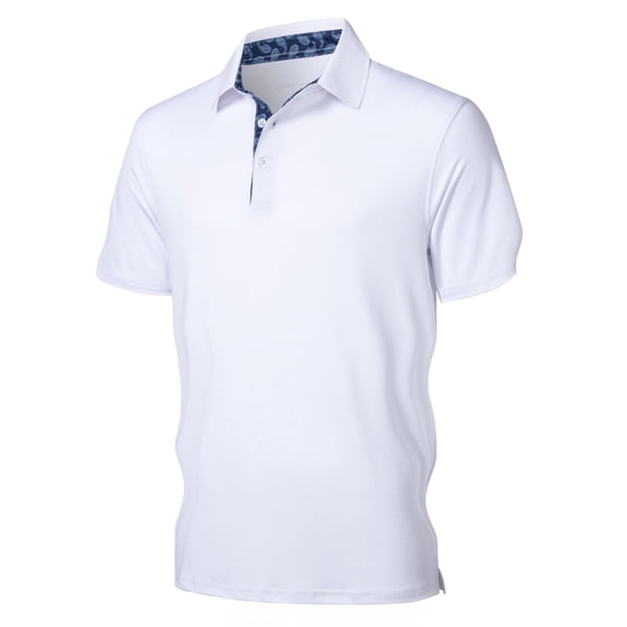 IWRICH Black Polo Shirts for Men Short Sleeve Moisture Wicking T Shirt Collared Solid Casual Button up Tees White XL