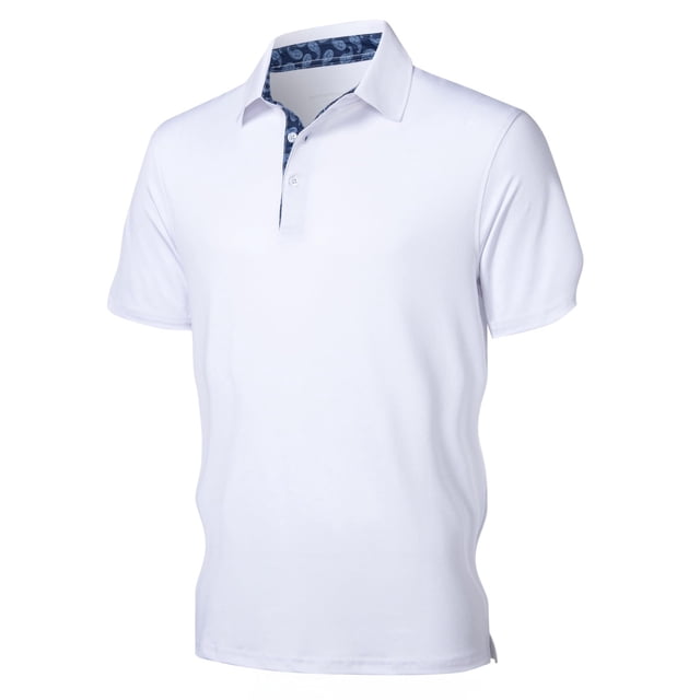 Adult Work Polo Shirts for Men Short Sleeve Button Tees Shirts Basic White Athletic Polo Shirts for Men