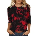 thumbnail image 2 of Neewe 3/4 Length Sleeve Women Tops Crew Neck Blouses Dressy Casual Round Neck T Shirts Loose Fit Business Work Clothes, 2 of 5