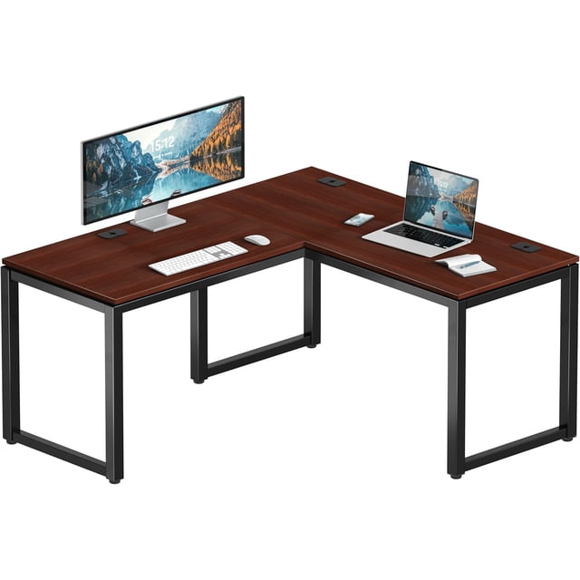 Commercial-Grade Office Computer Desk x cm Silver w/Espresso Top
