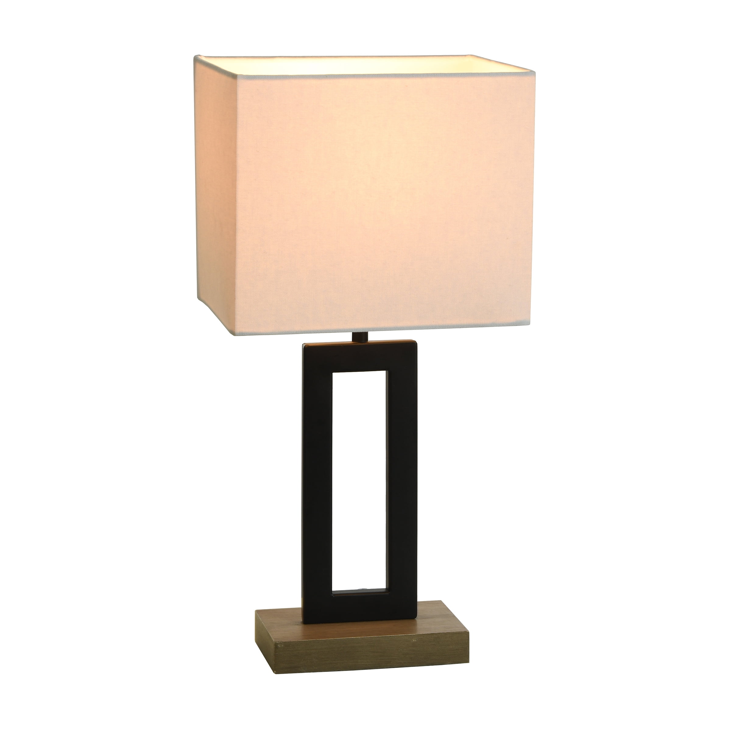 Better Homes & Gardens 18"H Metal Windowpane Table Lamp, Black Finish with Faux Wood Base