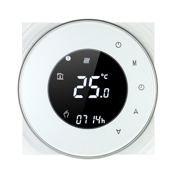 TFixol Programmable Gas Boiler Heating Thermostat Dry Contact Temperature Controller Touchscreen LCD with Backlight Voice Control Compatible with Echo/Google Home/IFTTT
