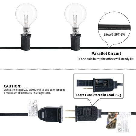 50ft G40 Globe String Lights With Clear Bulbs Ul Listed Backyard Patio Hanging Indoor Outdoor Light Canada - 50ft Outdoor Patio String Lights With 50 Clear Globe G40 Bulbs 50ft G40 Globe String Lights With Clear Bulbs Ul Listed Backyard Patio Hanging Indoor Outdoor Light Canada - 50ft Outdoor Patio String Lights With 50 Clear Globe G40 Bulbs
