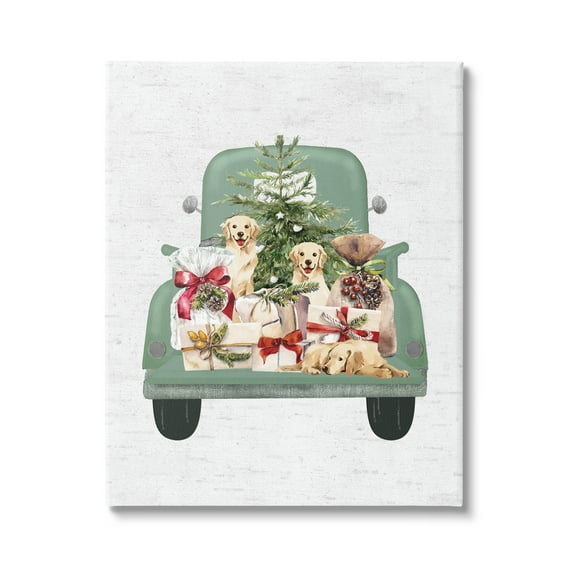 Stupell Industries Holiday Gift Truck Holiday Painting Gallery Wrapped Canvas Art Print Wall Art, 16 x 20