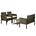 thumbnail image 1 of Outdoor Furniture Sets, 4 Pieces Bistro Dining Chair Conversation Sets with 1 Loveseat, 2 Single Chairs and Glass Table, Leisure Wicker Chair Conversation Set with Soft Cushion and Glass Table, S1822, 1 of 7