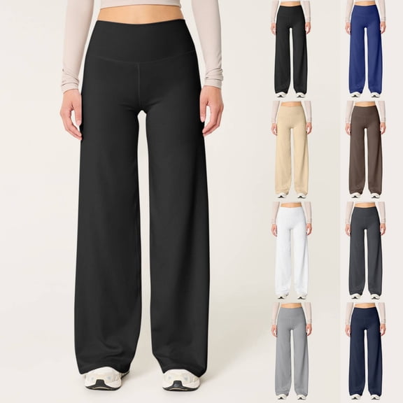 Black Yoga Pants for Women Dress Pants Wide Leg Business Casual Slacks High Waist Lounge Trousers S