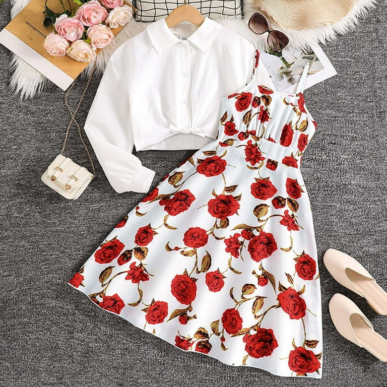 Girls Dresses Fall Kids Teen Girls Dress Outfits Vintage Rose Print Cami Dress and Solid Long Sleeve Cardigan Shirt 2 Piece Set Toddler Dresses White 11 Years-12 Years - Walmart.com Girls Dresses Fall Kids Teen Girls Dress Outfits Vintage Rose Print Cami Dress and Solid Long Sleeve Cardigan Shirt 2 Piece Set Toddler Dresses White 11 Years-12 Years - Walmart.com