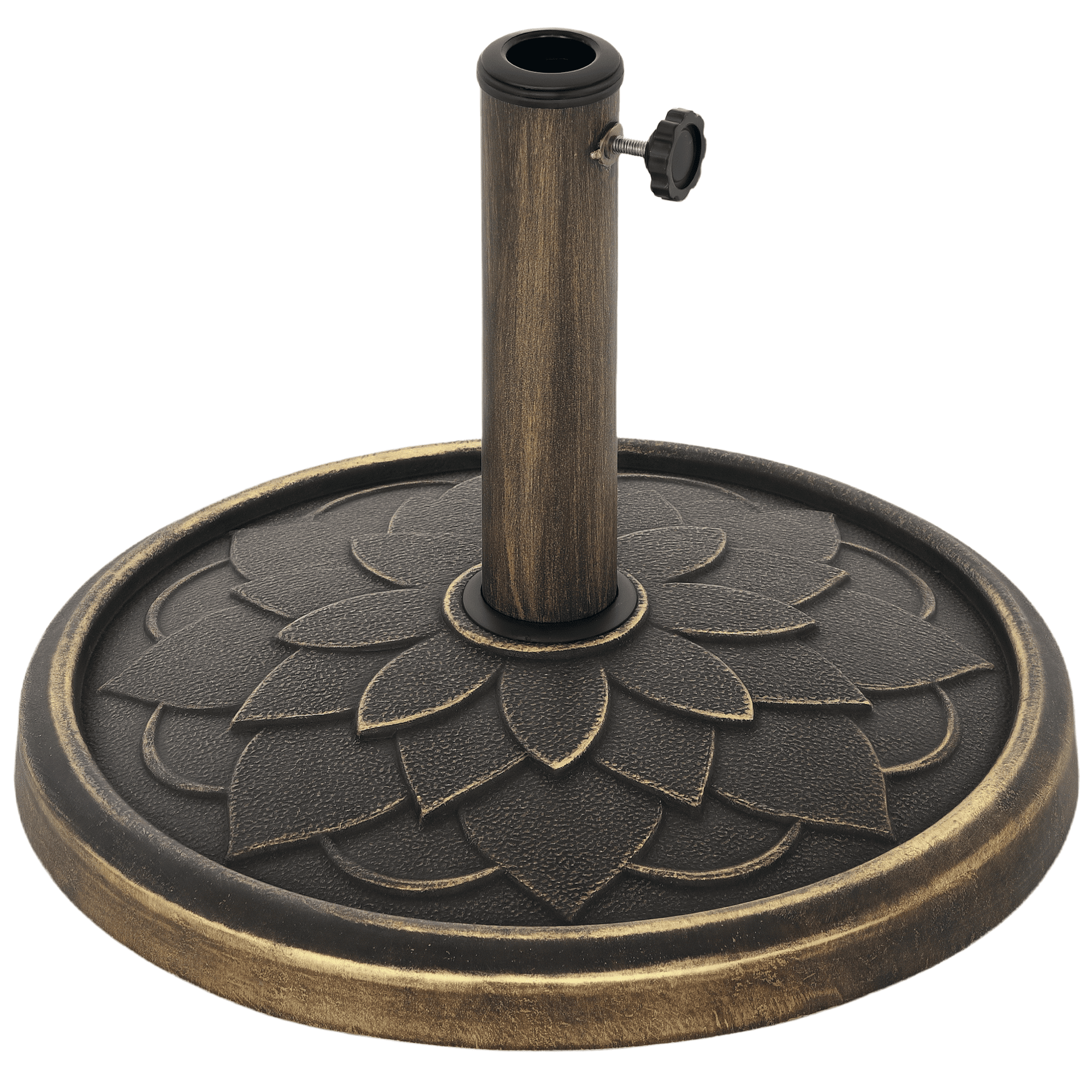 Outsunny Round Patio Umbrella Base, 26 lbs Resin Umbrella Stand Base, Patio Umbrella Holder for 1.3"/1.5"/1.9" Umbrella Poles, Bronze