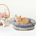 thumbnail image 6 of Nkmbld Cozy Cat Bed Indoor Round Thickened Warm Washable Winter Dog Bed, Anti-Slip & Washable Super Soft Fluffy Plush Pet Mat, Beige, 6 of 7
