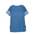thumbnail image 4 of PENGXAING Printemps et Été Col Uni Manches Courtes Coutures Fendues T-Shirt Top pour Femme Violet XXL, 4 of 10