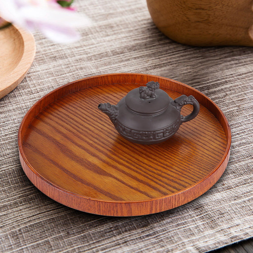 Details about   Round Natural Wood Serving Tray Tea Food Server Dishes Water Drink Platter 27cm 