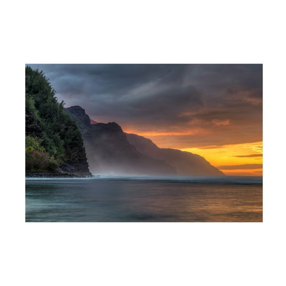 Trademark Fine Art Pierre Leclerc Napali Sunset Kauai Canvas Wall Art - 30x47