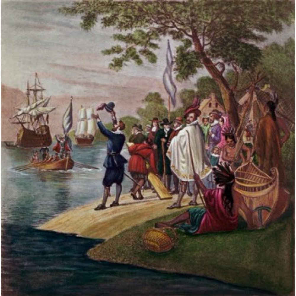 Landing at Jamestown, 1607 17th Century English School Poster Print (18
