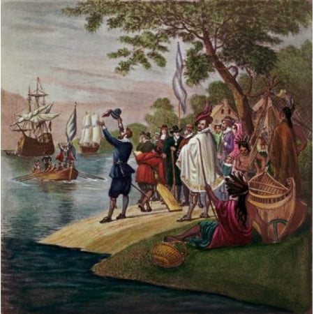 Landing at Jamestown 1607 17th Century English School Poster Print ...