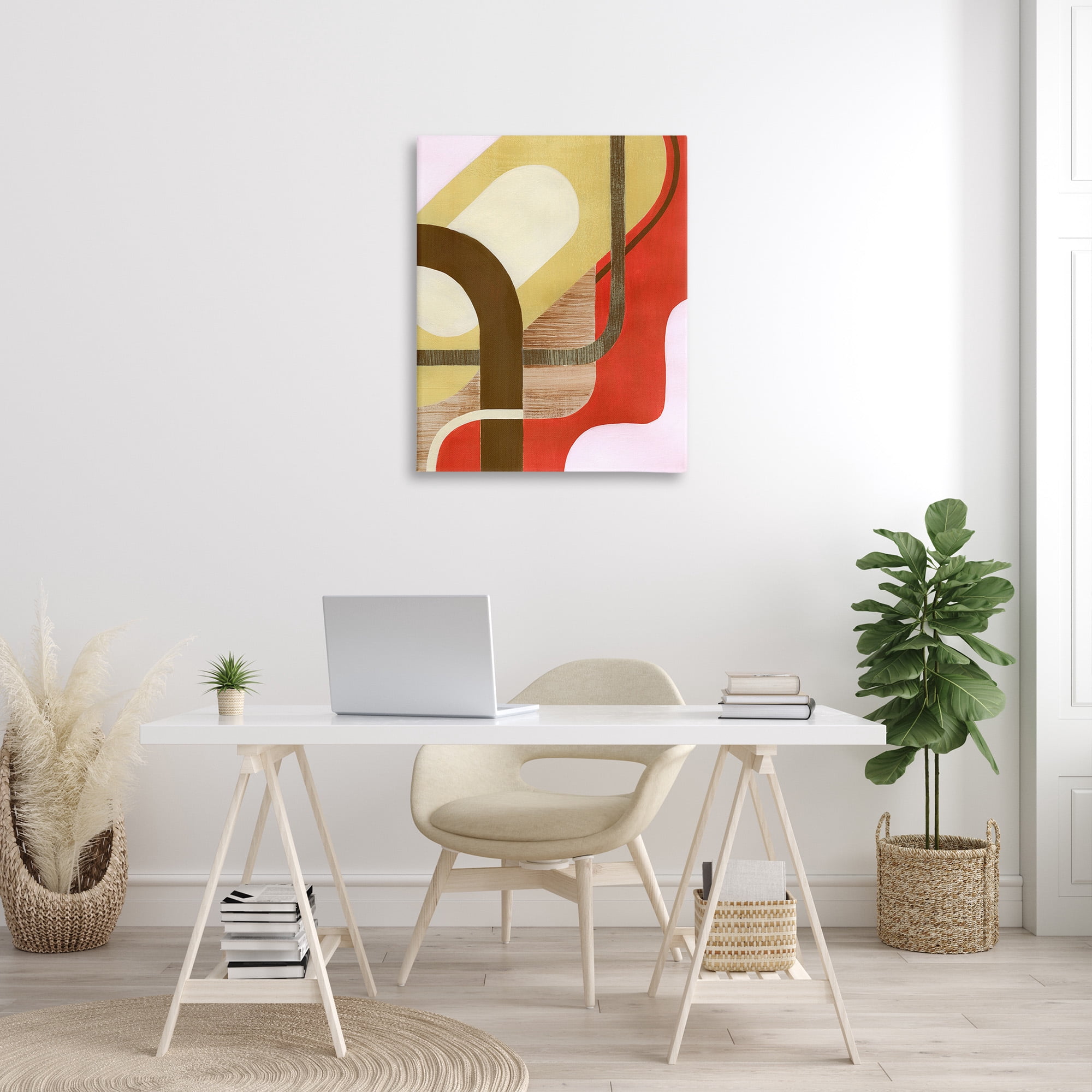 Stupell Industries Wavy Retro Shapes Abstract Painting Gallery Wrapped Canvas Art Print Wall Art, 30 x 40