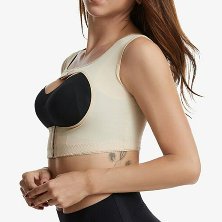 SOOMLON Supportive Bras for Women Comfortable Gathering Shaping Breast Care  Correction Belt Anti-sagging Corset Waistcoat Double Buttons Vest Gym Bras  Girls Bra Beige XXL 