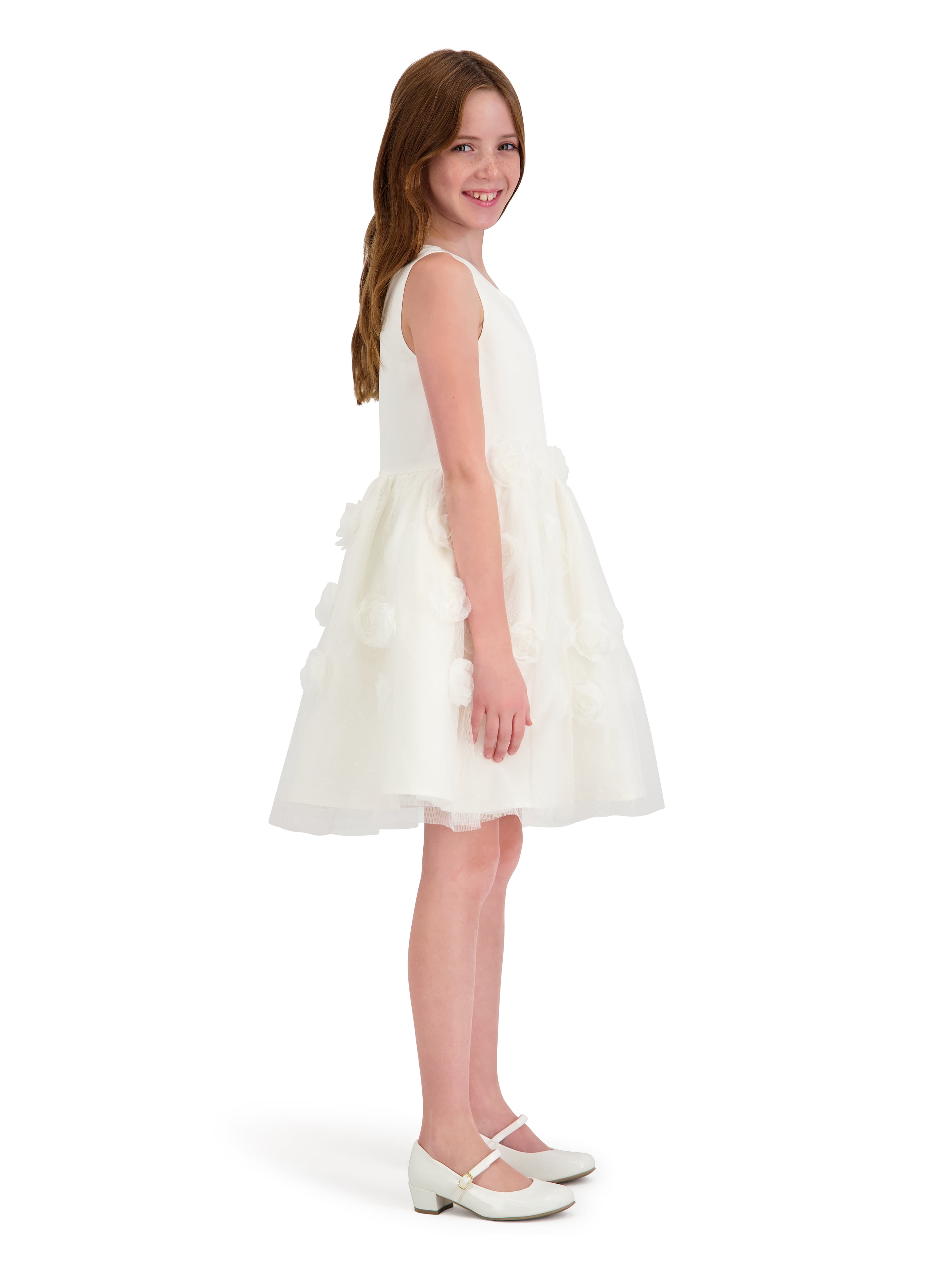 Kensie Girl Sleeveless Party Dress with Rosettes and Pearls, Sizes 4-16
