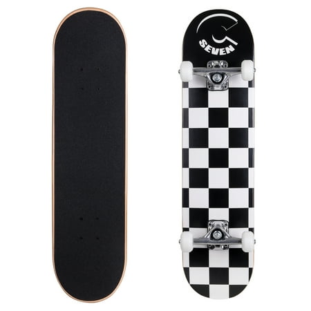 Cal 7 Complete Skateboard, 7.5 x 31 Inch Maple Deck, Popsicle Double Kicktail, Perfect for All Skate Styles
